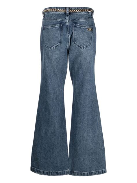 michael kors high-rise flared jeans|Michael Kors belted flared jeans.